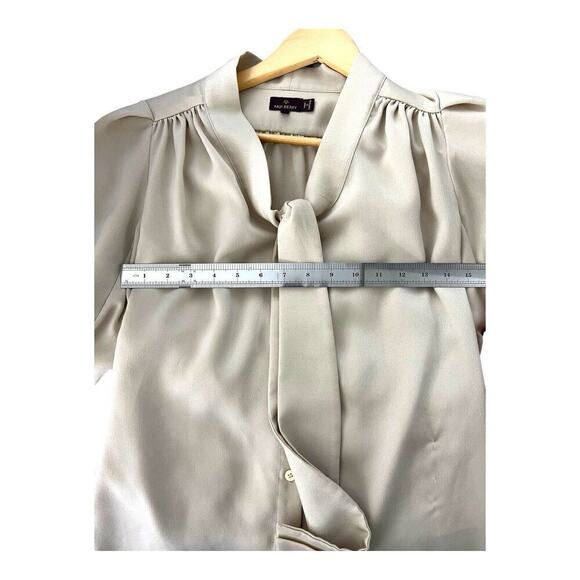 Authentic Mulberry Ivory Cream Blouse Button Down Bow Tie Size 2 - Picture 5 of 10